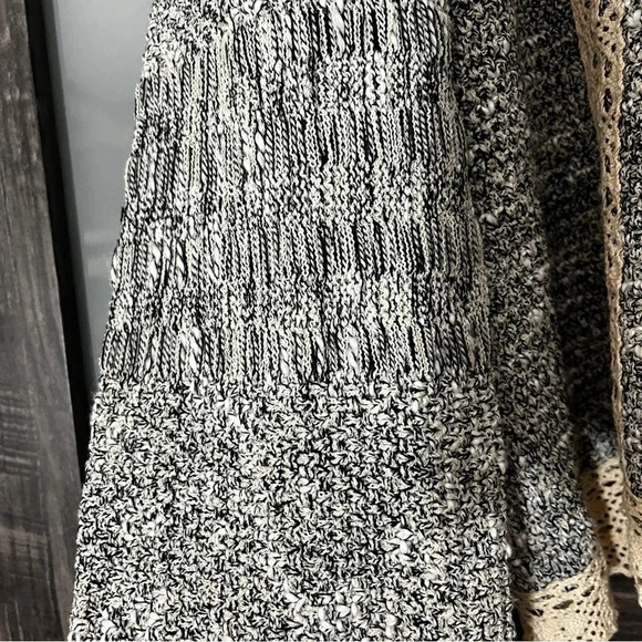 Mary McFadden Tweed Open Front Cardigan Lace Trim & Fringe Details Women's L - Picture 5 of 10